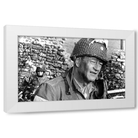 The Longest Day - John Wayne White Modern Wood Framed Art Print by Hollywood Photo Archive