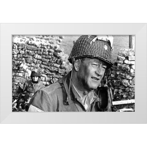 The Longest Day - John Wayne White Modern Wood Framed Art Print by Hollywood Photo Archive