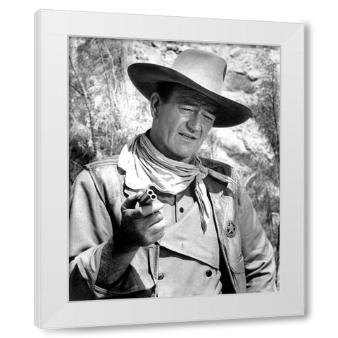 The Commancheros - John Wayne White Modern Wood Framed Art Print by Hollywood Photo Archive