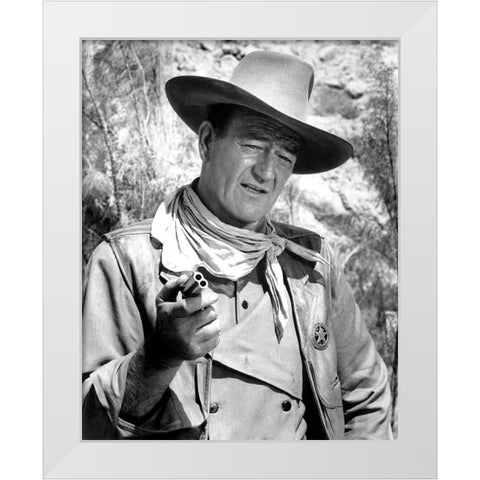 The Commancheros - John Wayne White Modern Wood Framed Art Print by Hollywood Photo Archive