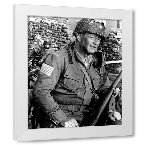 The Longest Day - John Wayne White Modern Wood Framed Art Print by Hollywood Photo Archive