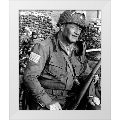 The Longest Day - John Wayne White Modern Wood Framed Art Print by Hollywood Photo Archive