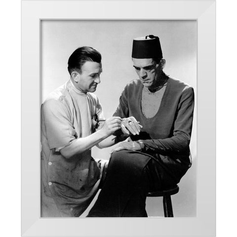 Boris Karloff - The Mummy White Modern Wood Framed Art Print by Hollywood Photo Archive