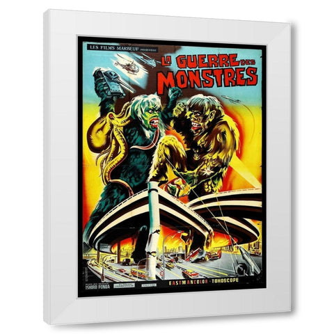 French - Battle of the Monsters White Modern Wood Framed Art Print by Hollywood Photo Archive