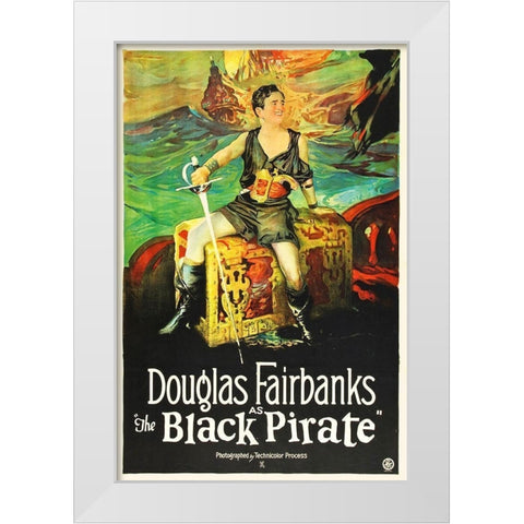 The Black Pirate - Douglas Fairbanks White Modern Wood Framed Art Print by Hollywood Photo Archive