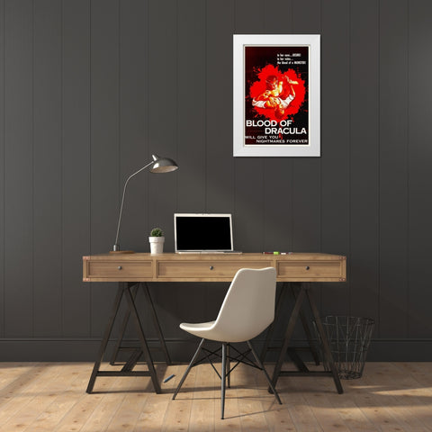 Blood of Dracula - One Sheet White Modern Wood Framed Art Print by Hollywood Photo Archive