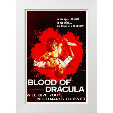 Blood of Dracula - One Sheet White Modern Wood Framed Art Print by Hollywood Photo Archive