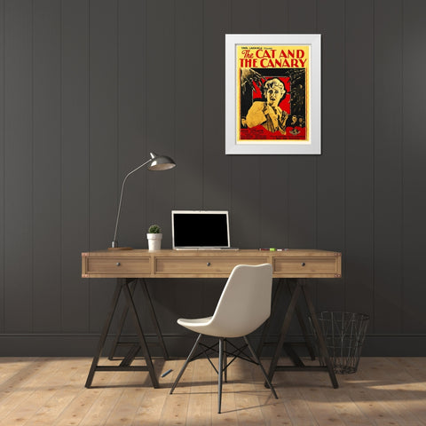 Cat and Canary White Modern Wood Framed Art Print by Hollywood Photo Archive