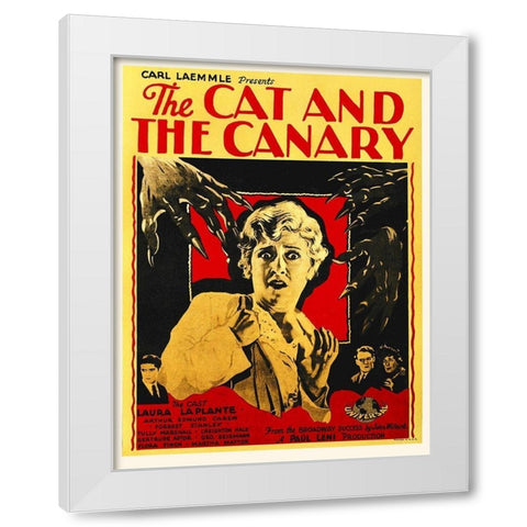 Cat and Canary White Modern Wood Framed Art Print by Hollywood Photo Archive