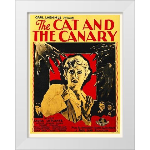 Cat and Canary White Modern Wood Framed Art Print by Hollywood Photo Archive