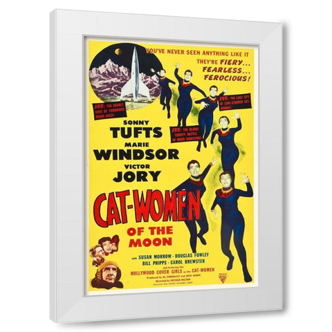 Cat-Women of the Moon White Modern Wood Framed Art Print by Hollywood Photo Archive