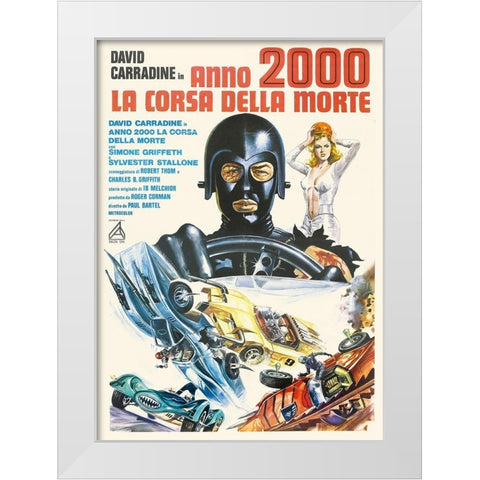 Spanish - Death Race 2000 White Modern Wood Framed Art Print by Hollywood Photo Archive