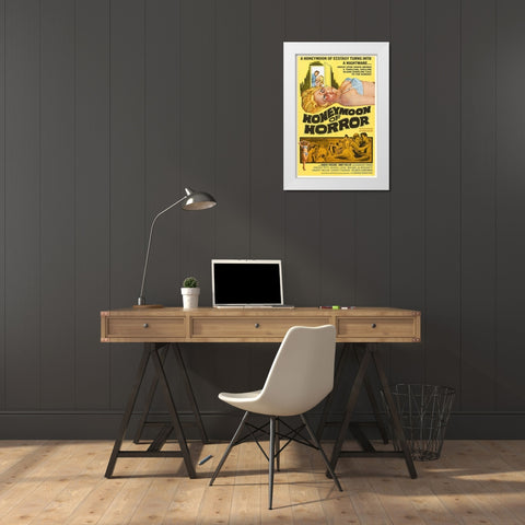 Honeymoon of Horror White Modern Wood Framed Art Print by Hollywood Photo Archive