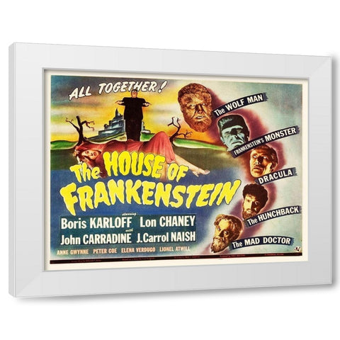 The House of Frankenstein White Modern Wood Framed Art Print by Hollywood Photo Archive
