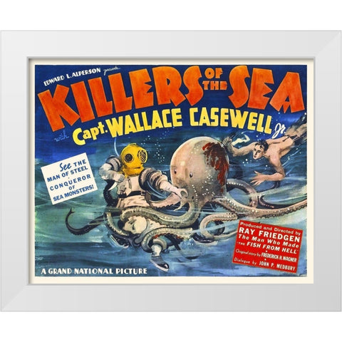 Killers of the Sea White Modern Wood Framed Art Print by Hollywood Photo Archive