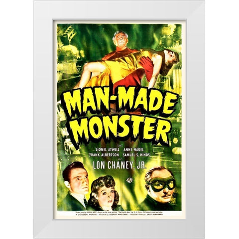 Man Made Monster White Modern Wood Framed Art Print by Hollywood Photo Archive
