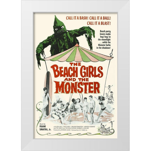 The Beach Girls and the Monster White Modern Wood Framed Art Print by Hollywood Photo Archive