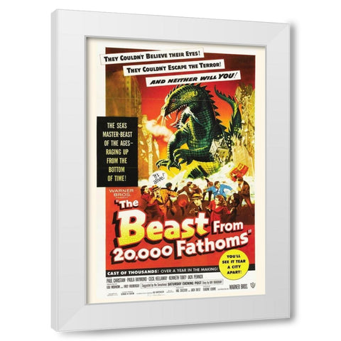 The Beast from 20,000 Fathoms White Modern Wood Framed Art Print by Hollywood Photo Archive