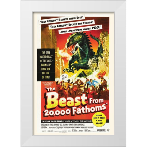The Beast from 20,000 Fathoms White Modern Wood Framed Art Print by Hollywood Photo Archive