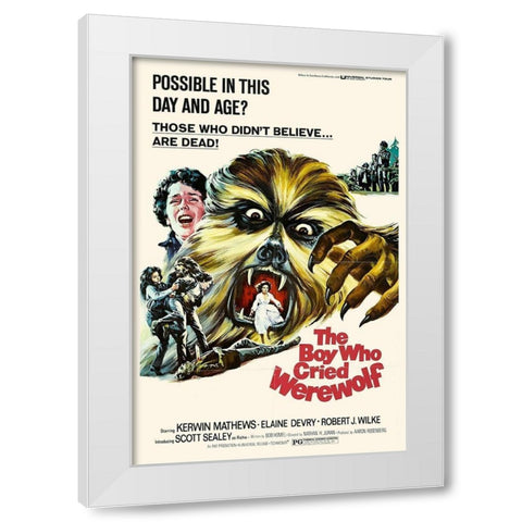 The Boy Who Cried Werewolf White Modern Wood Framed Art Print by Hollywood Photo Archive