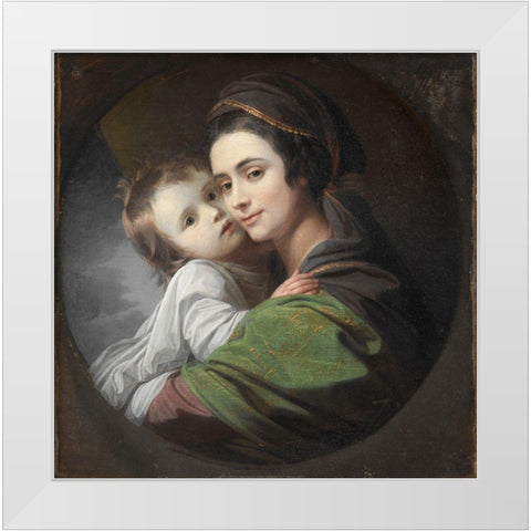 Elizabeth Shewell West and Her Son Raphael White Modern Wood Framed Art Print by West, Benjamin