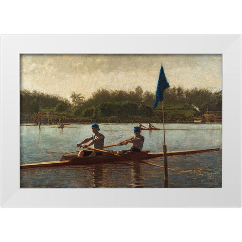 The Biglin Brothers Turning the Stake White Modern Wood Framed Art Print by Eakins, Thomas