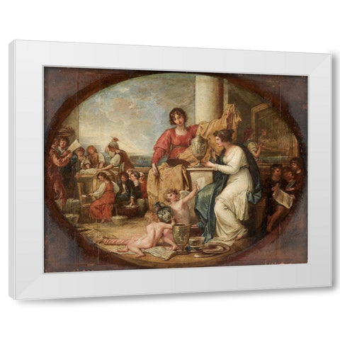 British Manufactory A Sketch White Modern Wood Framed Art Print by West, Benjamin