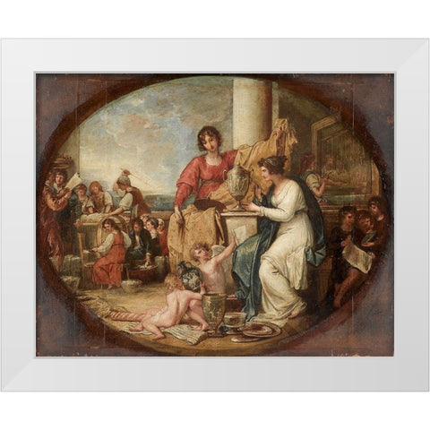 British Manufactory A Sketch White Modern Wood Framed Art Print by West, Benjamin