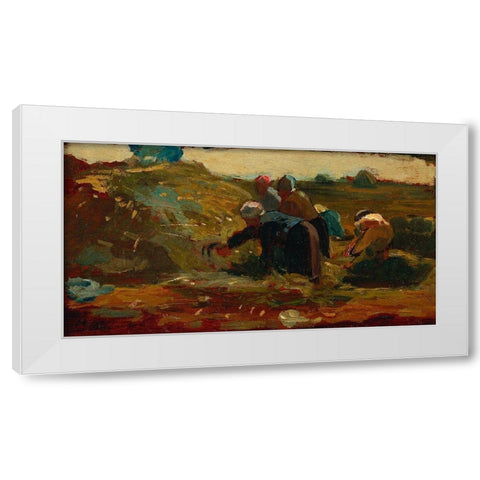 Women Working in a Field White Modern Wood Framed Art Print by Homer, Winslow