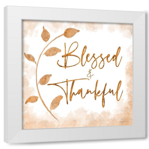 Blessed And Thankful White Modern Wood Framed Art Print by Bawden, Angela