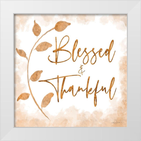 Blessed And Thankful White Modern Wood Framed Art Print by Bawden, Angela