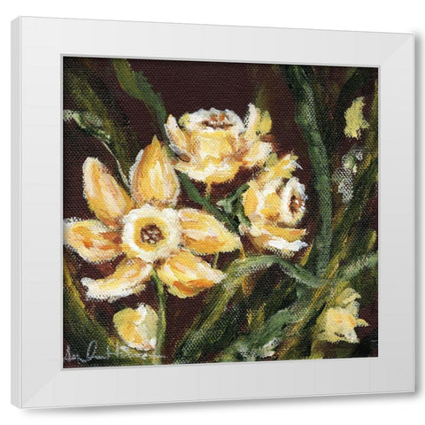 Sweet Little Daffodils White Modern Wood Framed Art Print by Hilburn, Amanda