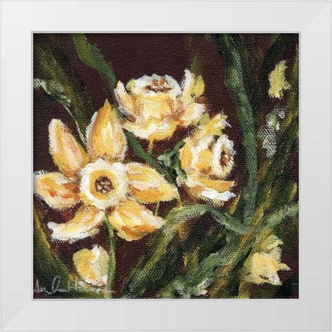 Sweet Little Daffodils White Modern Wood Framed Art Print by Hilburn, Amanda