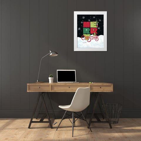 Merry Christmas White Modern Wood Framed Art Print by Kater, Diane