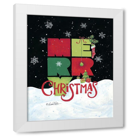 Merry Christmas White Modern Wood Framed Art Print by Kater, Diane