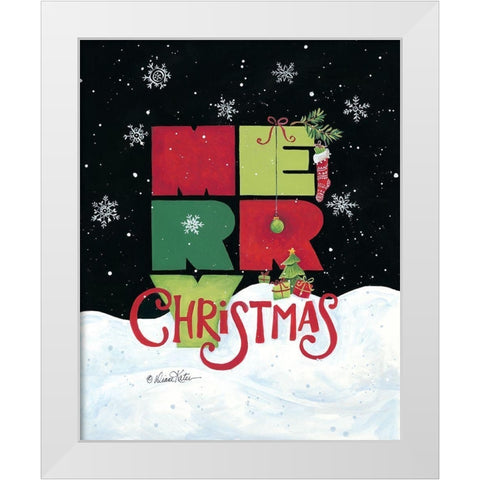 Merry Christmas White Modern Wood Framed Art Print by Kater, Diane