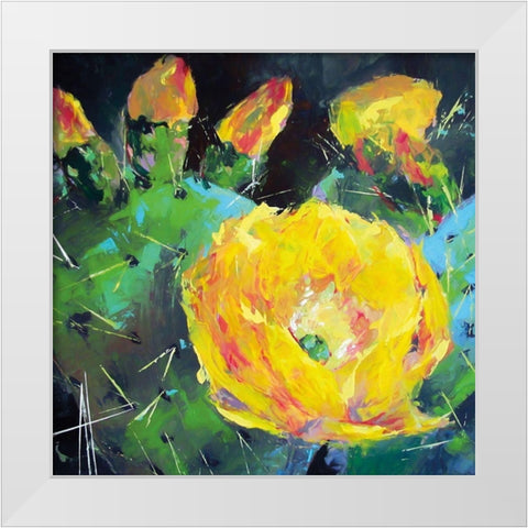 Prickly Pear Bloom White Modern Wood Framed Art Print by Thouthip, Anne