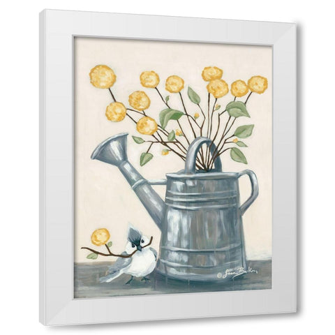 Sharing Flowers with a Friend White Modern Wood Framed Art Print by Baker, Sara