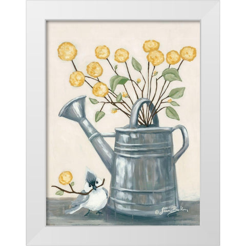 Sharing Flowers with a Friend White Modern Wood Framed Art Print by Baker, Sara