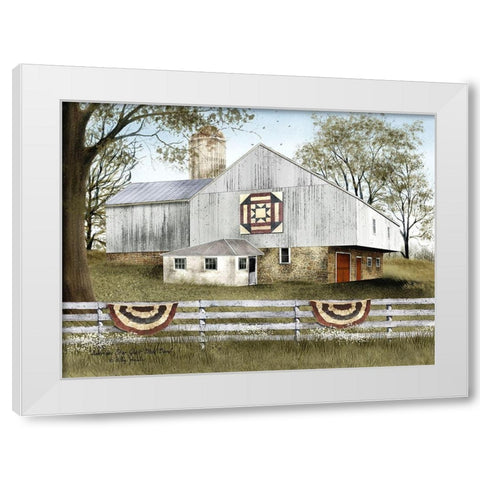 American Star Quilt Block Barn White Modern Wood Framed Art Print by Jacobs, Billy