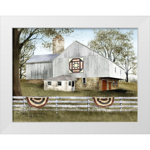 American Star Quilt Block Barn White Modern Wood Framed Art Print by Jacobs, Billy