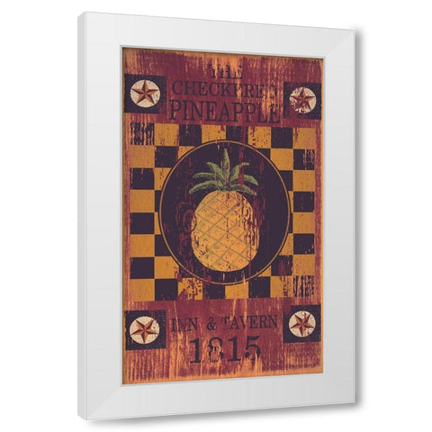Checkered Pineapple Inn White Modern Wood Framed Art Print by Jacobs, Billy
