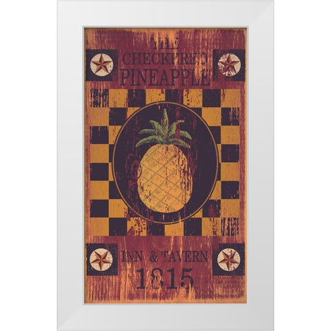 Checkered Pineapple Inn White Modern Wood Framed Art Print by Jacobs, Billy