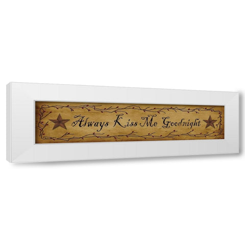 Always Kiss White Modern Wood Framed Art Print by Jacobs, Billy