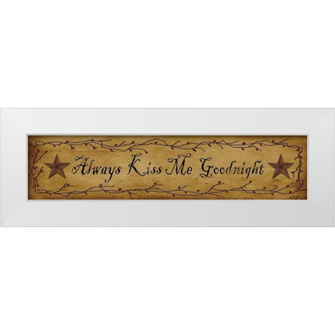 Always Kiss White Modern Wood Framed Art Print by Jacobs, Billy