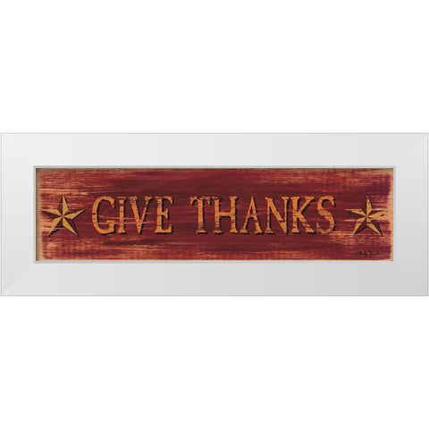 Give Thanks White Modern Wood Framed Art Print by Jacobs, Billy