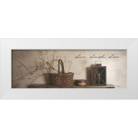 Live Laugh Love White Modern Wood Framed Art Print by Jacobs, Billy