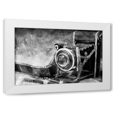 Vintage Camera Black and White White Modern Wood Framed Art Print by Bluebird Barn