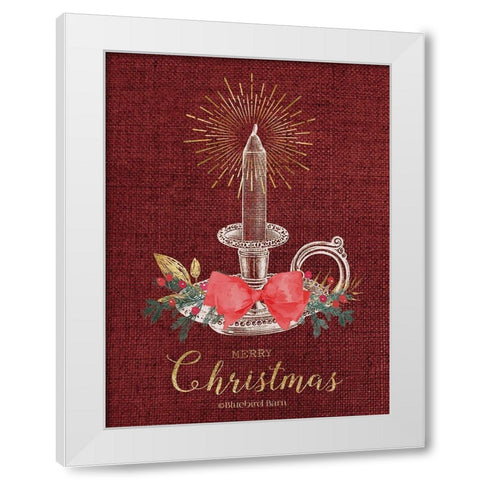 Burlap Vintage Christmas Tall Candlestick White Modern Wood Framed Art Print by Bluebird Barn