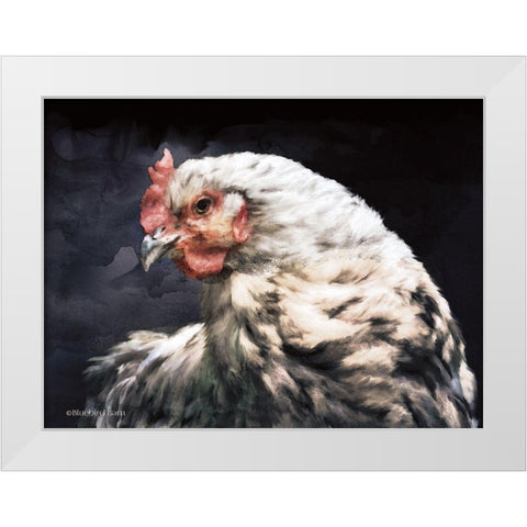 Rooster Portrait White Modern Wood Framed Art Print by Bluebird Barn